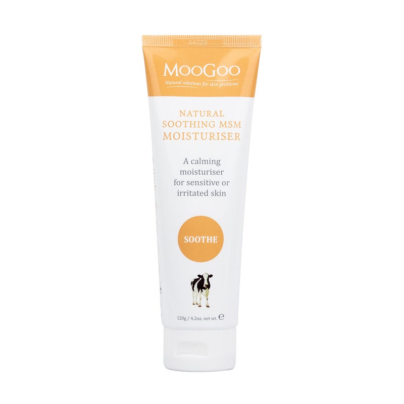 MooGoo Soothing MSM Moisturiser - Calming Face & Body Moisturiser for Sensitive, Red or Sunburnt, Dry, or Irritated Skin Including Eczema, Psoriasis & Rosacea (4 Fl Oz) - Image 1